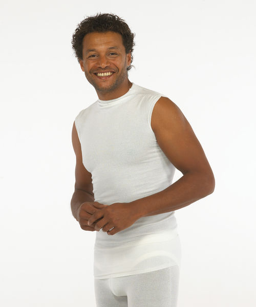 Sleeveless vest in white viscose for men